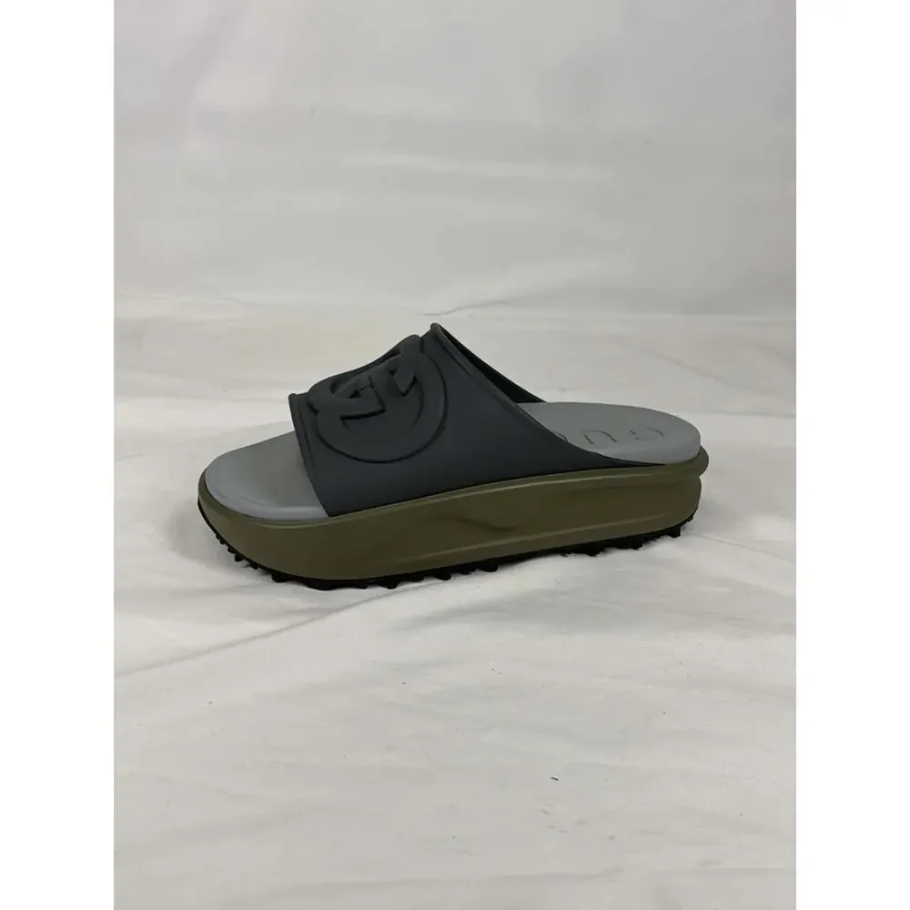 Gucci Interlocking G Slide 'Dark Grey. Khaki' SZ 6.5 SPB JA-368397